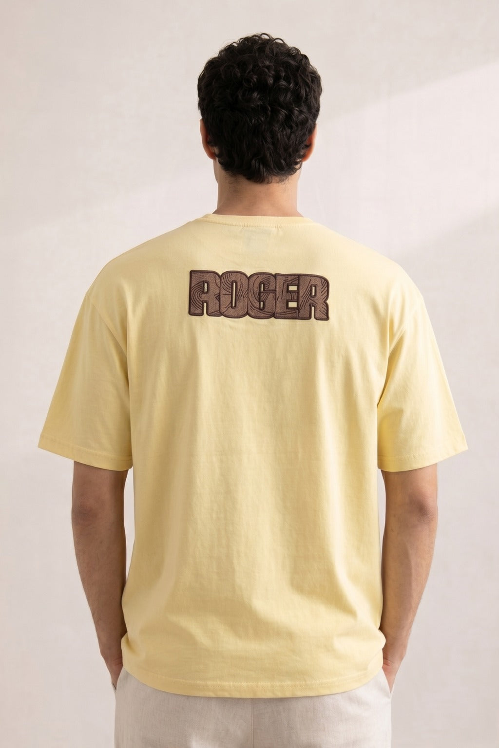 Yellow "R" Print T-Shirt For Men