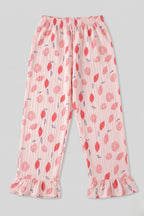 Pink Lemon Print Flapper For Girls
