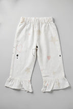 White Heart Star Print Flapper For Girls