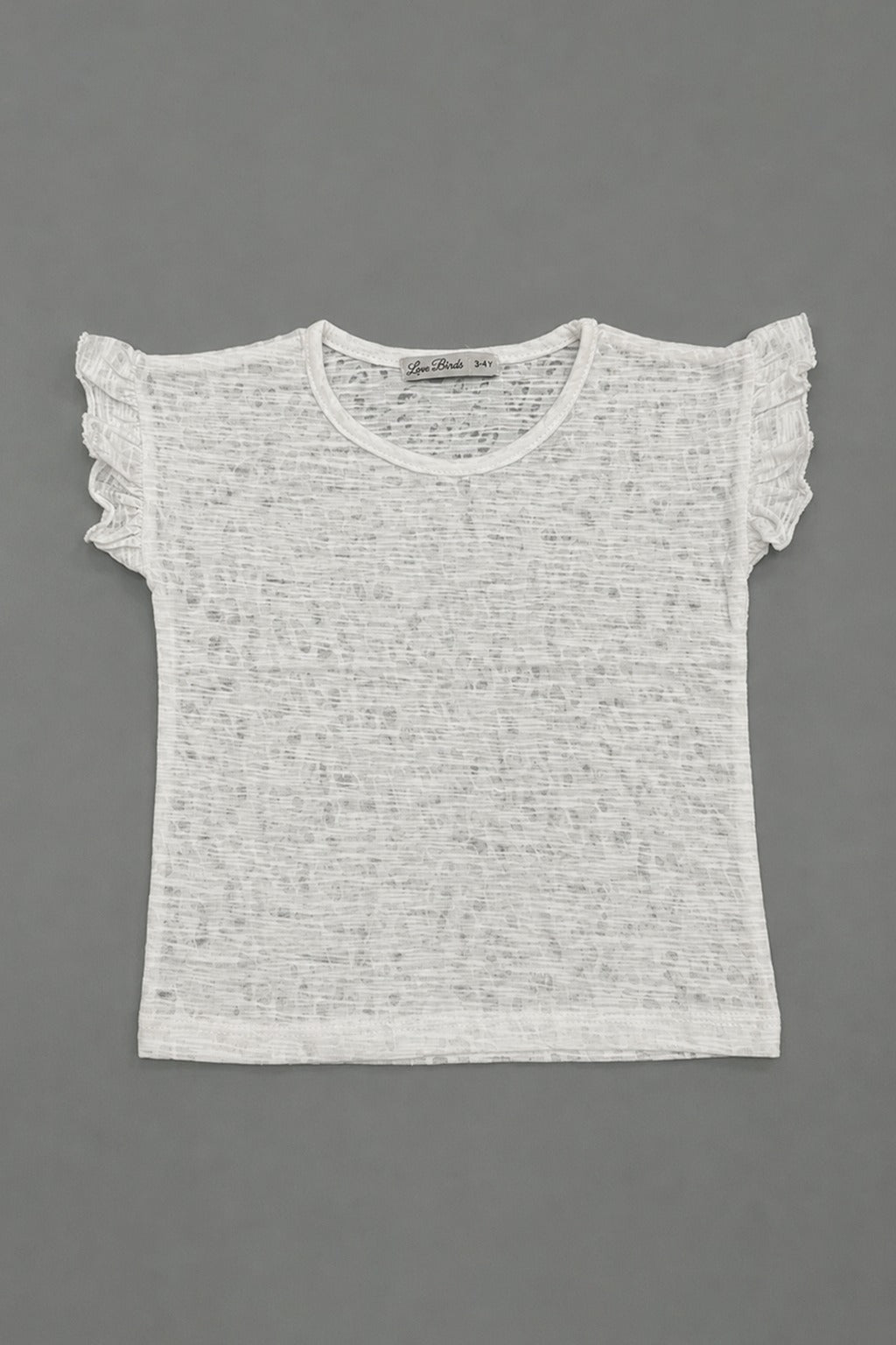 White Ruffle Sleeves T-shirt Top For Girls