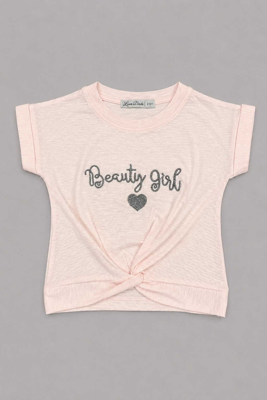 Baby Pink Beauty Girl Knot T-shirt Top For Girls Secondary image
