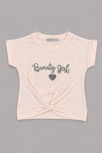 Baby Pink Beauty Girl Knot T-shirt Top For Girls
