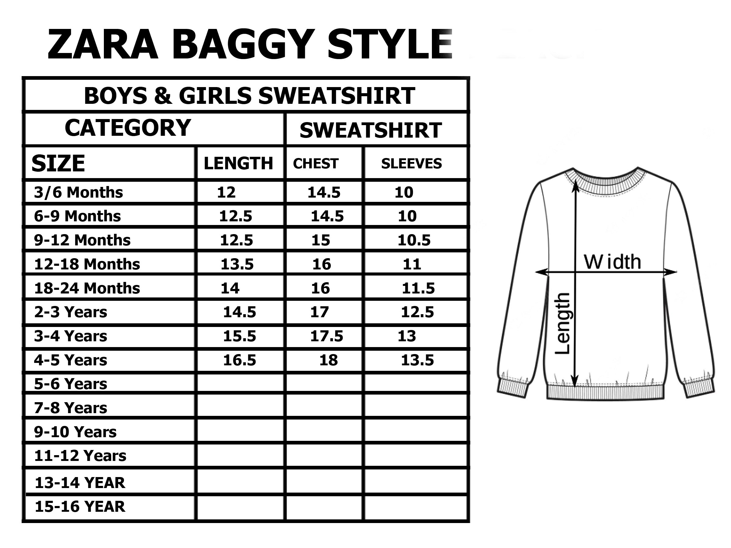 Zara Kids Zara Hoodie Size Chart PACK OF PLAIN GIRLS SWEATSHIRTS