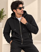 Black Zipper Hood Jacket
