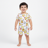 LIGHT YELLOW DUCK PRINT HALF BODY ROMPER