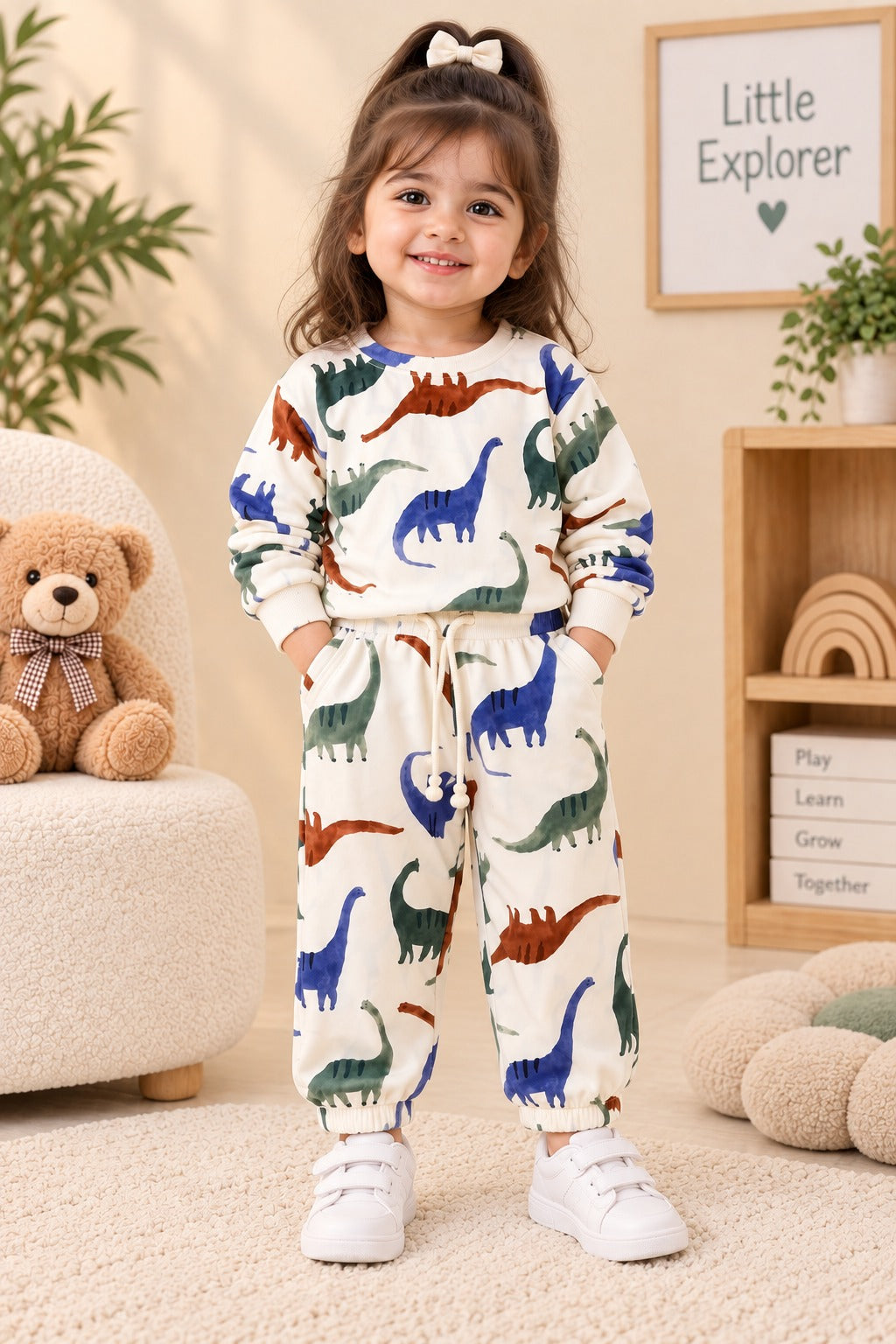 White Dino Cozy Luxe Suit