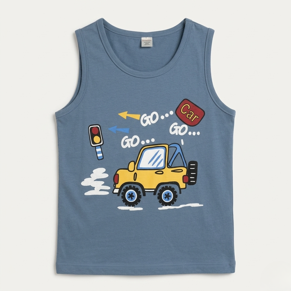 Blue Go Go Car Print Sando For Summers Secondary image