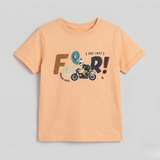 Peach Fear Bike Print Half Sleeves T-Shirt For Boys