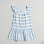 White With Blue Stripes Frock For Girls