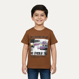 Brown No Ones Else Print Half Sleeves T-shirt For Boys