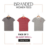 PACK OF 3 BRANDED HALF SLEEVES T-SHIRT FOR WOMEN