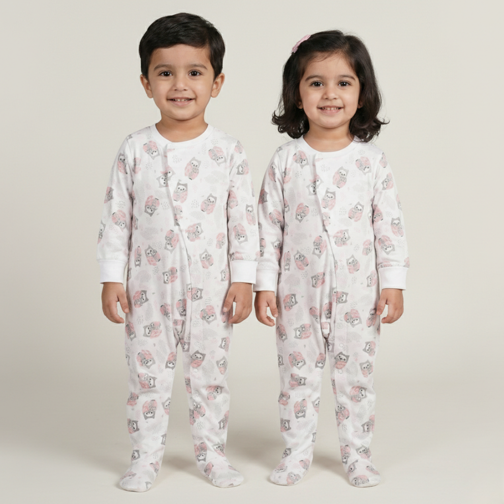 WHITE OWL PRINTED FULL BODY FULL SLEEVES ROMPERS