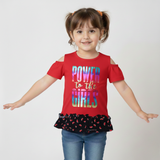 RED & BLACK POWER TO THE GIRLS PRINTED T-SHIRT TOP FOR GIRLS