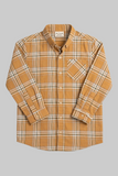 Brown With Green Checkered Front Pocket Full Sleeves Casual Shirt