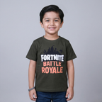 GREEN FORTNITE BATTLE PRINTED HALF SLEEVES T-SHIRT