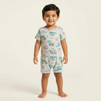 GREY NINO CAR PRINT HALF BODY ROMPER