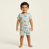 GREY NINO CAR PRINT HALF BODY ROMPER