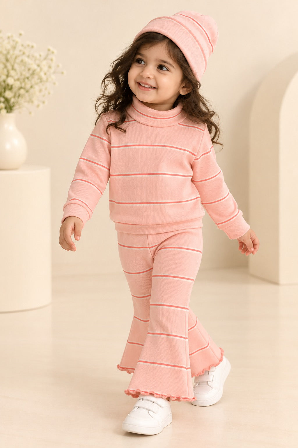 Pink Striper Velora Rib Fabric Suit Secondary image