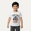 White Hand Made Bike Print Half Sleeves T-shirt For Boys
