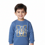 TEAL BLUE "MID WEST" PRINTED FLEECE FABRIC SWEATSHIRT