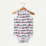 WHITE SEA FUN SLEEVE LESS PRINTED ROMPER FOR BOYS