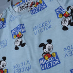 Load image into Gallery viewer, SKY BLUE MICKEY VICTOR PRINT WITH SHORTS COTTON JERSY FABRIC BABA SUIT
