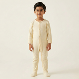 YELLOW PLAIN RIBBED FABRIC POWER STRETCH FULL BODY FULL SLEEVES ROMPER