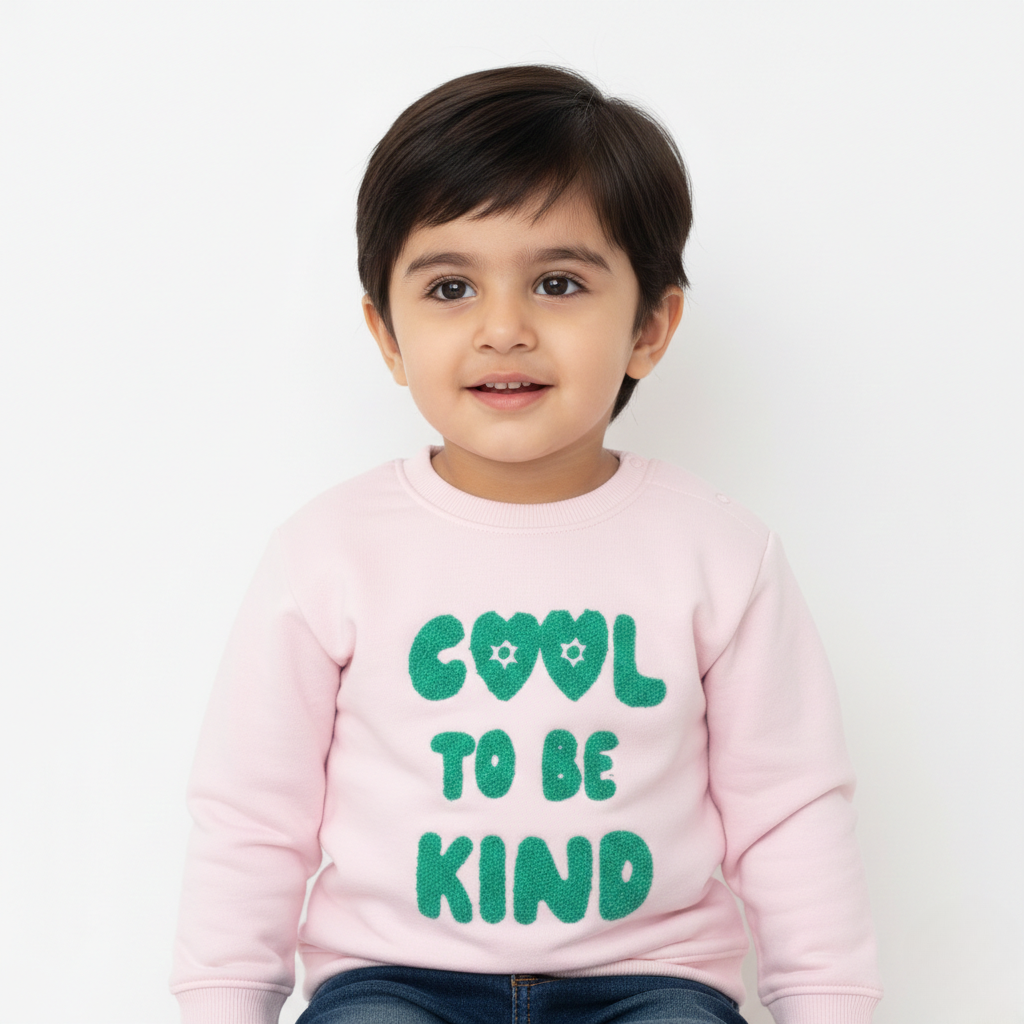 PINK "COOL TO BE KIND" EMBROIDERED  TERRY FABRIC SWEATSHIRT Main image