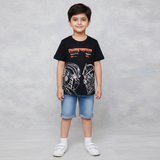 BLACK TRANSFORMERS PRINTED HALF SLEEVES T-SHIRT FOR BOYS