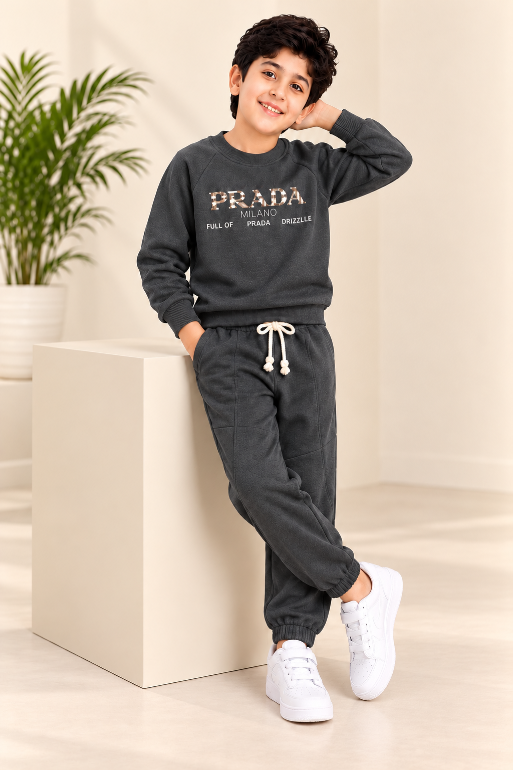 Dark Grey Milano FleecePro Fabric Suit