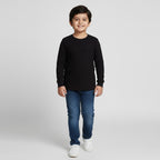 BLACK PLAIN FULL SLEEVES THERMAL FABRIC FRONT POCKET T-SHIRT