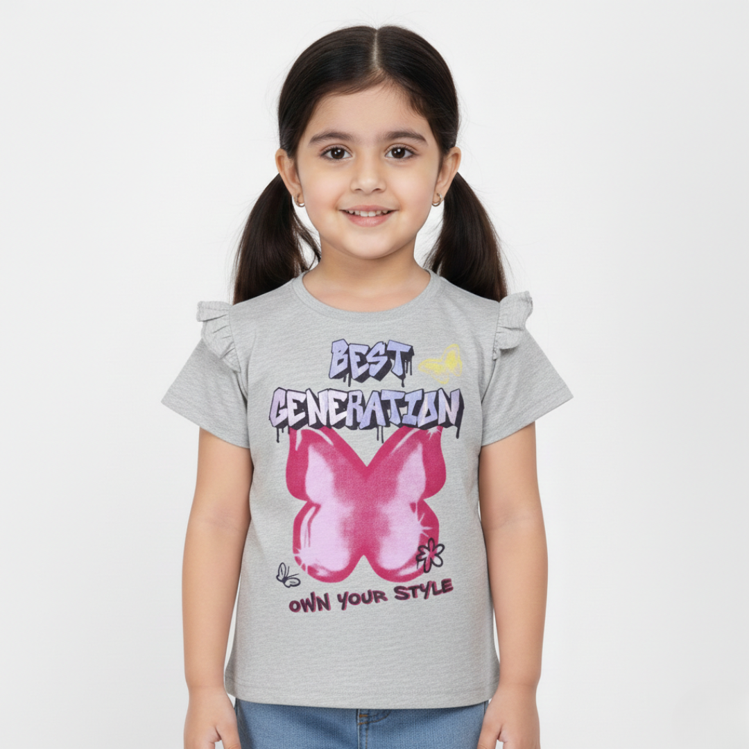 HAZEL GREY BEST GENERATION PRINTED T-SHIRT TOP FOR GIRLS Main image