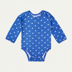 BLUE STARS PRINT COTTON JERSY FABRIC HALF BODY FULL SLEEVES ROMPER
