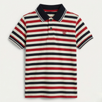 Cream With Red Black Stripes Polo For Boys