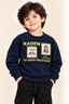 Navy Kaoen Jackard Fleece Fabric Sweatshirt