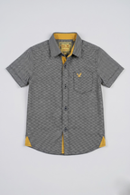 Black WIth White Design Half Sleeves Casual Shirt