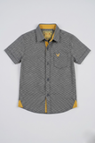 Black WIth White Design Half Sleeves Casual Shirt