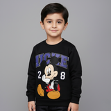 DULL BLACK MICKEY 28 PRINTED SWEATSHIRT FOR BOYS