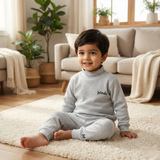 HAZEL GREY WITH TROUSER "PANDA" RIBBED FABRIC SUIT FOR WINTERS