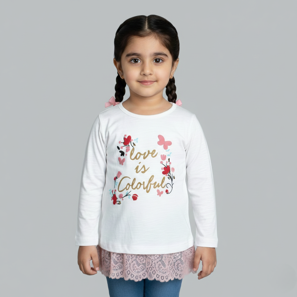 WHITE LOVE IS COLORFUL PRINTED T-SHIRT