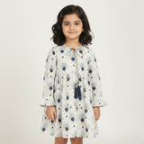 WHITE COTTON FABRIC DESIGN PRINTED TOP FROCK FOR GIRLS