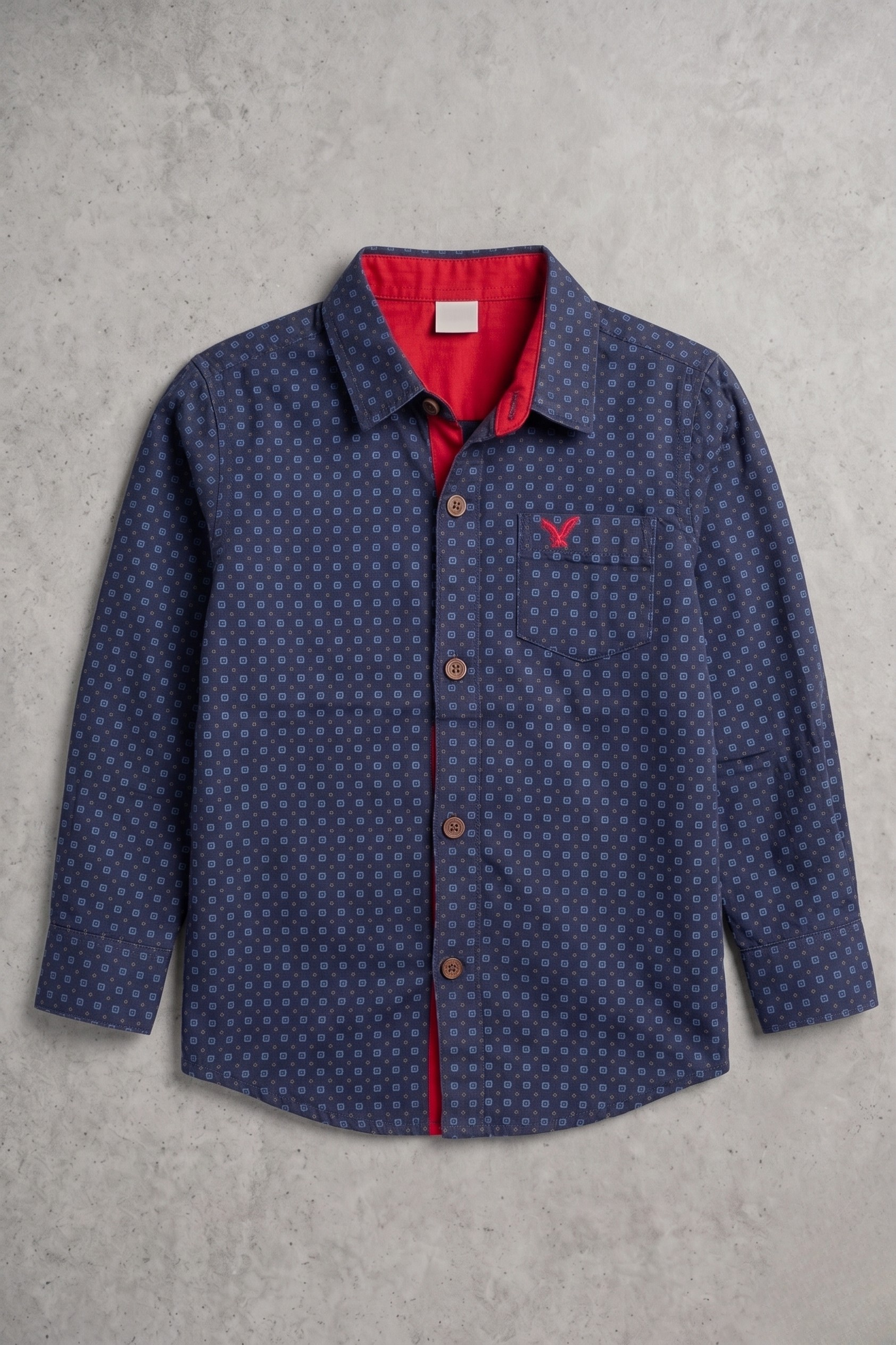 Black With Blue Flowers Print Single Pocket Full Sleeves Casual Shirt Secondary image