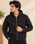Black Zipper Hood Jacket