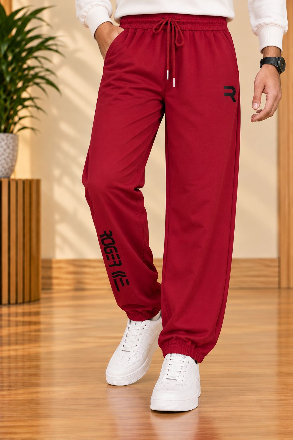 Maroon Roger Jersiva Fabric Trouser