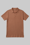 PLAIN BROWN RIBBED FABRIC POLO FOR MEN