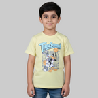 YELLOW TIME SQUAD PRINTED HALF SLEEVES T-SHIRT