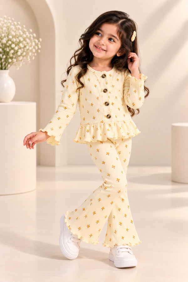 Cream Cherry Velora Rib Fabric Suit
