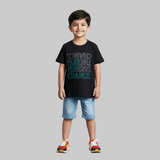 BLACK TAKE THE CHANCE PRINTED HALF SLEEVES T-SHIRT FOR BOYS