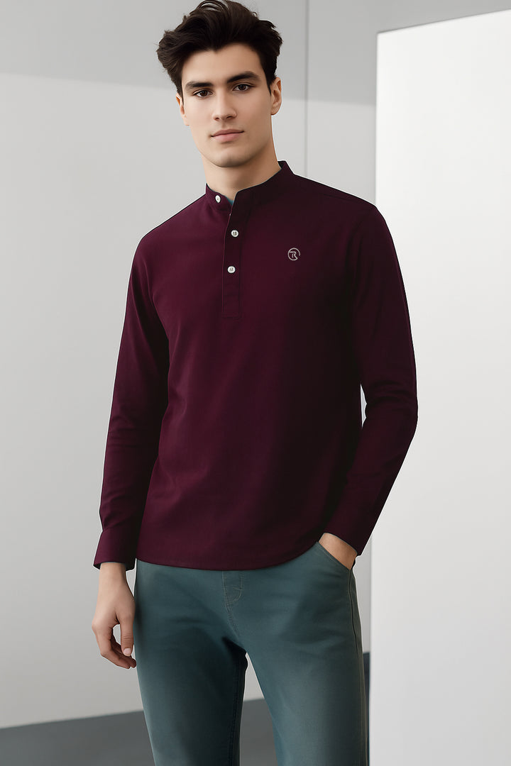 MAROON KURTI STYLE - PREMIUM QUALITY CASUAL SHIRT FOR MEN
