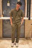 Green Pop-Corn Fabric Trouser & Shirt Suit For Men